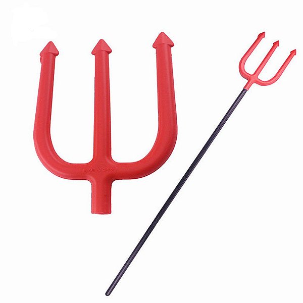 Tridente de Plástico Vermelho e Preto 98x18cm - Toy Master