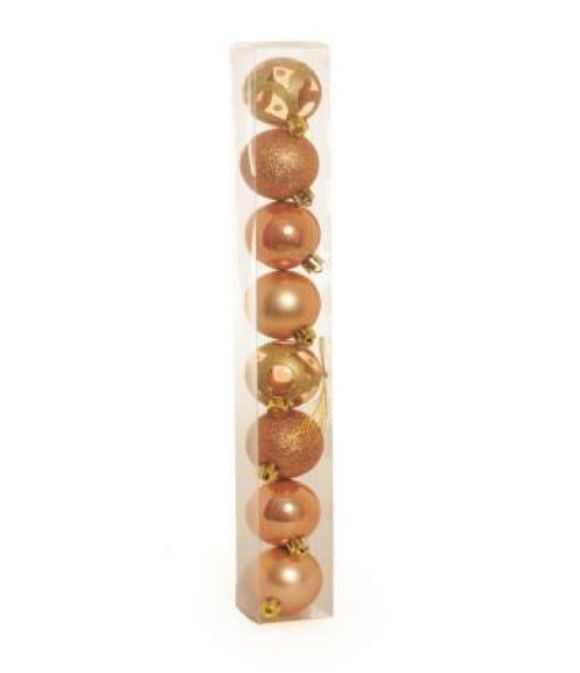 Bolas de Natal Sortidas Dourada Ouro 5cm Jogo com 8Un - Bolas Natalinas - Ref 1316186 Cromus