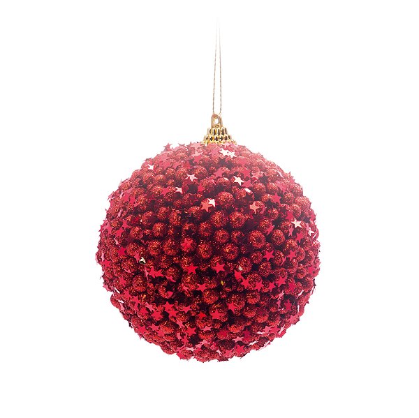 Bolas de Natal Vermelha Crunch 8cm Jogo com 6Un - Bolas Natalinas - Ref 1350143 Cromus