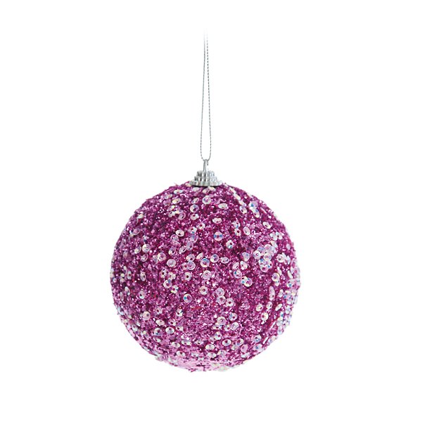 Bola de Natal Lilas Com Paetê 8cm Jogo com 6Un - Bolas Natalinas - Ref 1510860 Cromus