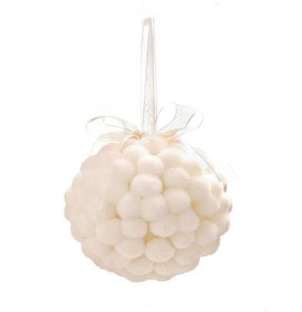 Bolas de Natal Branca com Floco 10cm Jogo com 4Un - Bolas Natalinas - Ref 1592354 Cromus