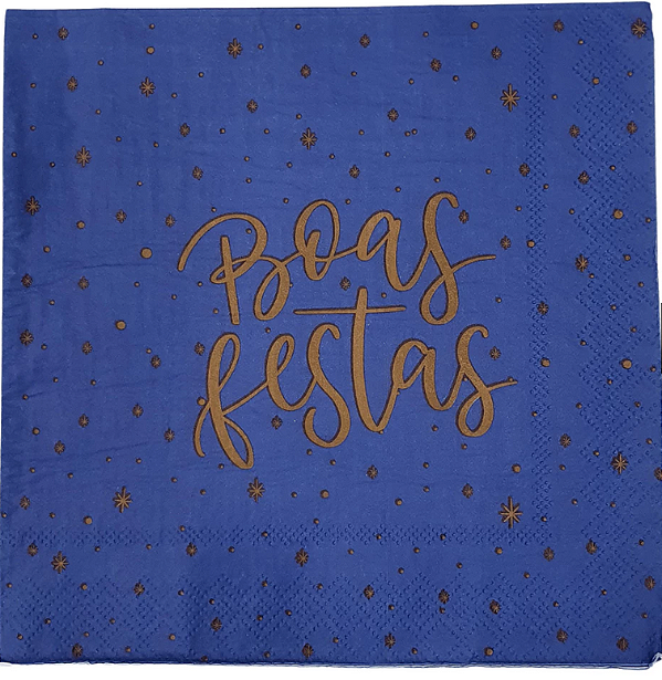 Guardanapo de Papel Decorado Azul Boas Festas 32,5x32,5 com 20 Folhas - Ref 1924321 Cromus