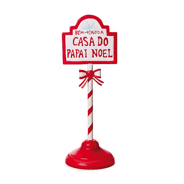 Placa Decorativa de Metal Casa do Papai Noel 45x15cm - Wonderland - Ref 1641355 Cromus