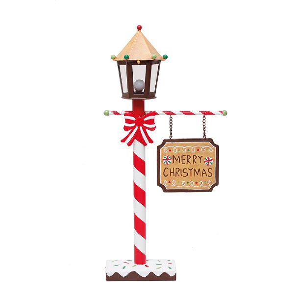 Poste de Metal com Led Merry Christmas 51x25cm - Wonderland - Ref 1209350 Cromus
