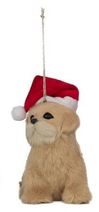 Enfeite Cachorro de Pendurar com Gorro 12cm - Natal Pet Mania - Ref 1014117Pet2 Cromus