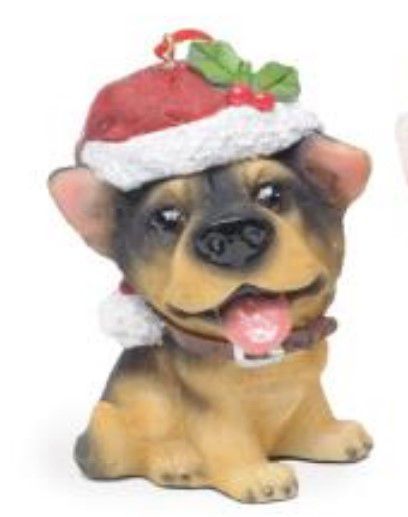 Enfeite Pendurar Cachorro de Resina Com Gorro Natal 9x6cm - Natal Pet Mania - Ref 1016436Pet3 Cromus