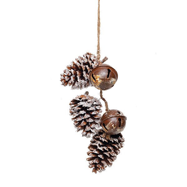 Cordão de Pinhas Marrom com Guizos 30cm - Coleção Chalé - Ref 1207618 Cromus