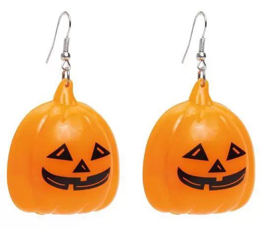 Par de Brincos Abóbora com Led Laranja - Ref 29003246 Halloween Cromus