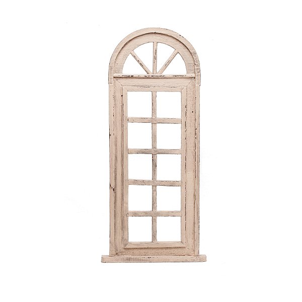 Quadro Decorativo de Madeira Janela Bege 53x23cm - Coleção Quadrinhos - Ref 1208362 Cromus
