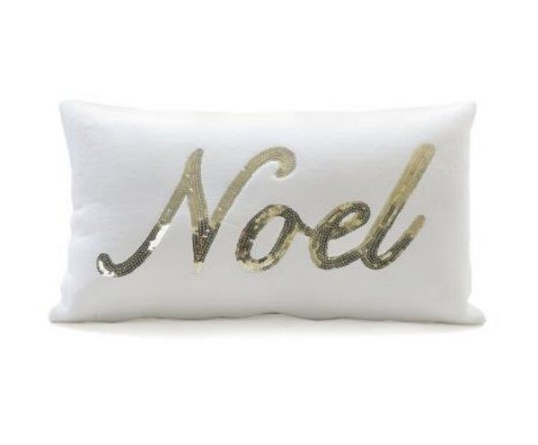 Almofada de Natal Branca Noel Paete Dourado 30x50x20cm - Almofadas de Natal - Ref 1611980 Cromus