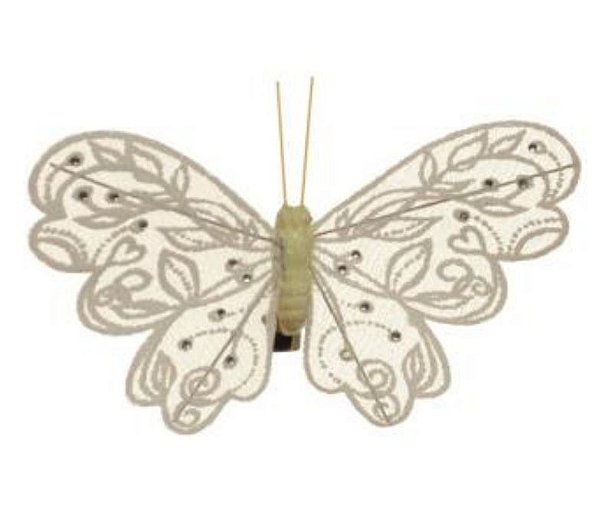 Borboleta Decorativa Amarelo Soft com Clip Jogo com 6 Un - Coleção Borboletas - Ref 1312430 Cromus