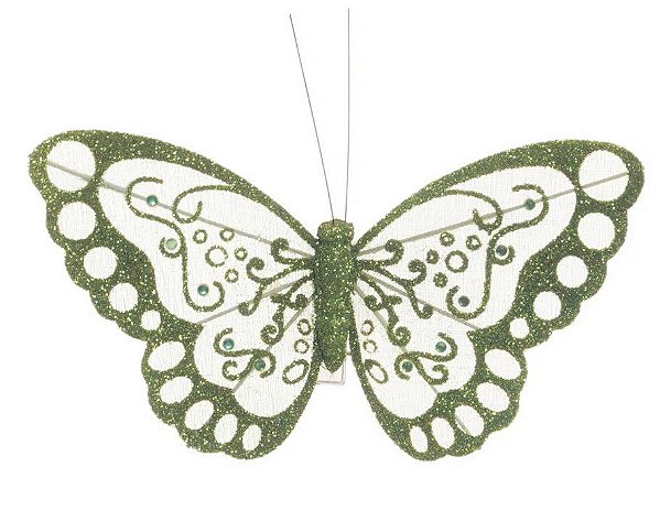 Borboleta Decorativa Verde com Clip Jogo com 6 Un - Coleção Borboletas - Ref 1311963 Cromus