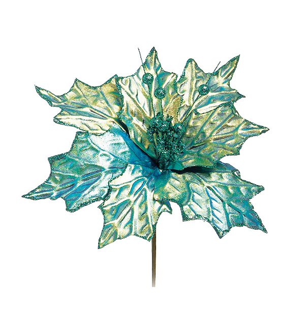 Flor de Natal Poisentia Azul Turqueza - Flores Cabo Curto - Ref 1698510 Cromus