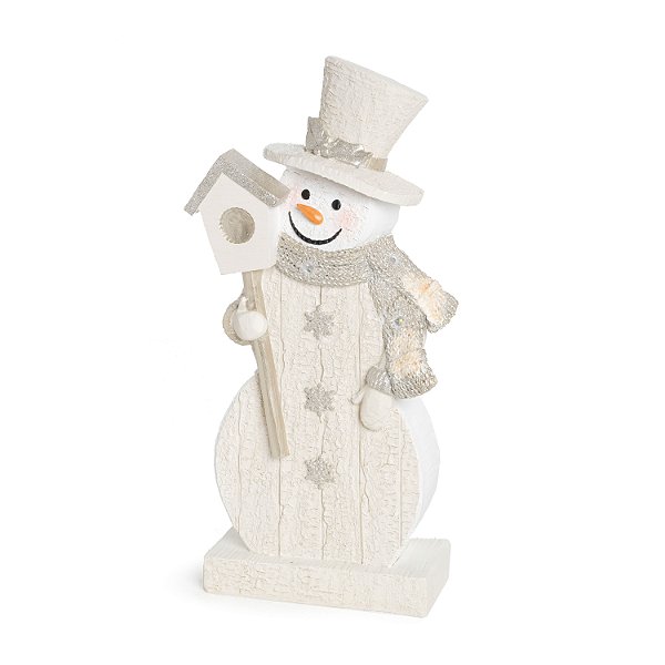 Boneco de Neve com Led e Casa de Passarinhos Branco - Coleção Friends - Ref 1204908 Cromus
