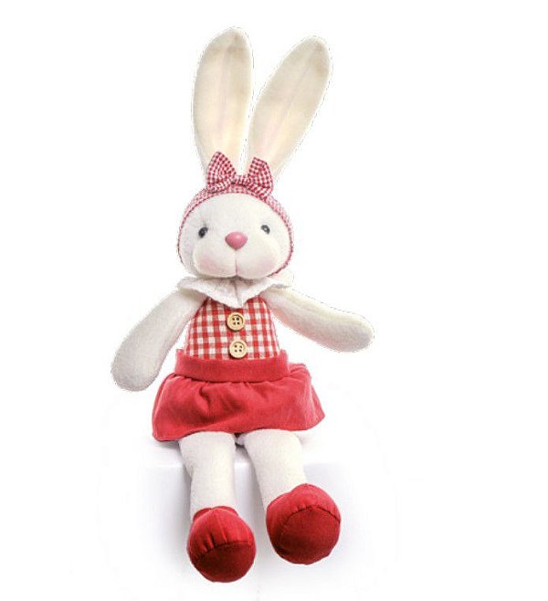 Coelha Sentada com Perna Comprida Vestido Vermelho 22cm - Coleção Goiabinha - Ref 1822467 Páscoa Cromus