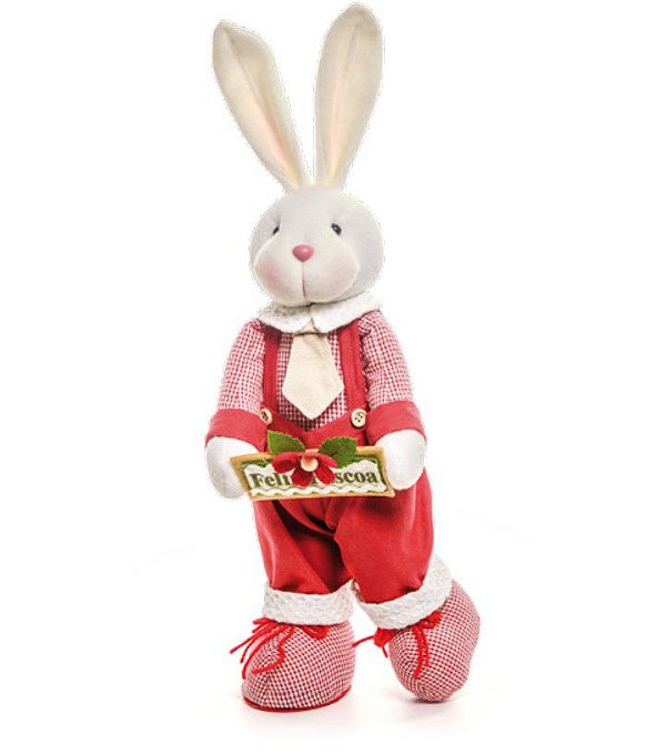 Coelho em Pé com Placa Feliz Páscoa e Pé pra Tras 40cm - Coleção Goiabinha - Ref 1822464 Cromus