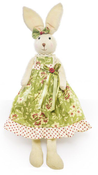 Coelha de Tecido com Vestido Verde Florido 40cm - Coleção Baba de Moça - Ref 1822415 Cromus 7898546469886