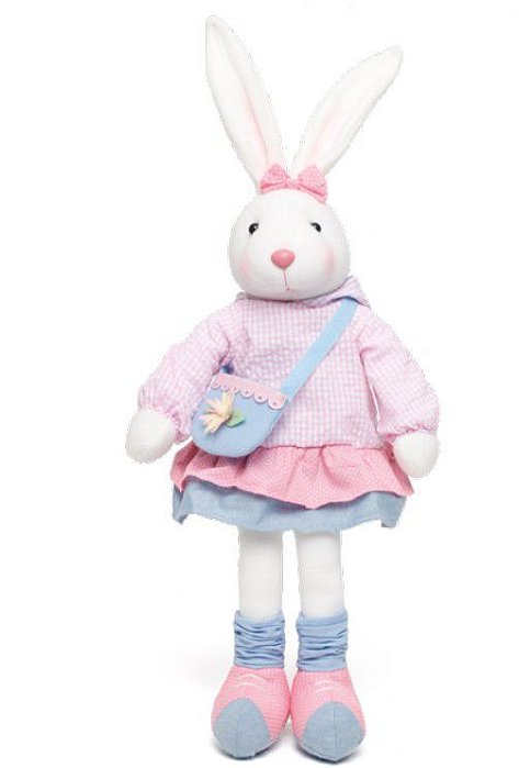 Coelha Sentada com Saia Jeans e Bolsa com Flor 55cm - Coleção Teen - Ref 1826788 Cromus
