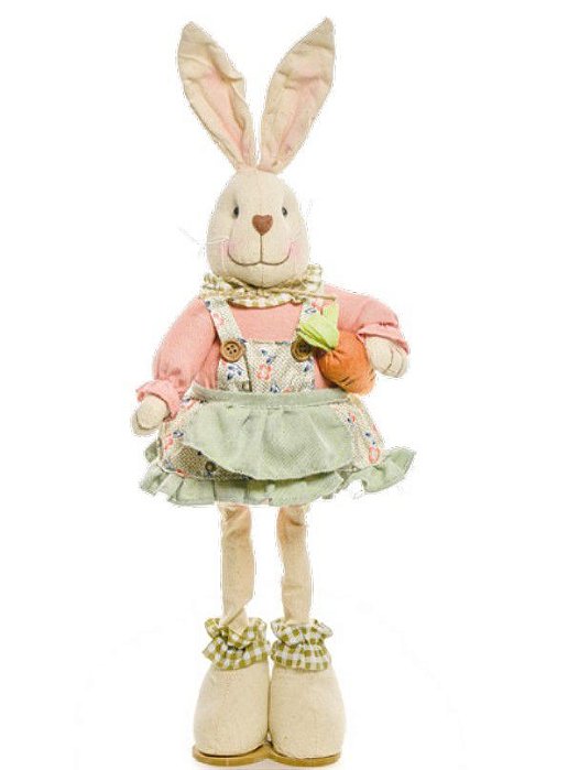 Coelha de Tecido em Pé com Jardineira Verde e Cenoura 49cm - Coleção Papaya - Ref 1822435 Cromus