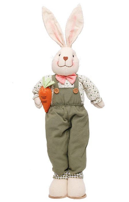 Coelho de Tecido em Pé com Jardineira Verde 60cm - Coleção Papaya - Ref 1826857 Cromus
