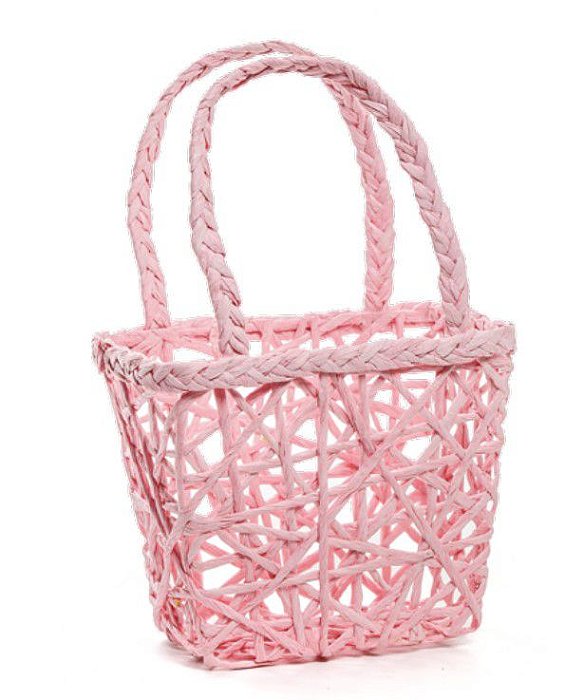 Cesta Retangular de Papel Trançado Rosa Claro 25x16x11cm com 1 Unidade - Ref 1823019 Páscoa Cromus