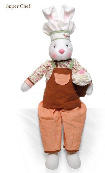Coelha Confeiteira Sentada com Cupcake 54cm - Coleção Super Chef - Ref 1721202 Cromus