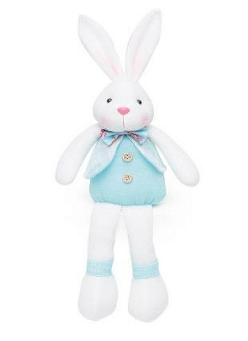 Coelho Sentado com Perna Comprida e Colete Xadrez 40cm - Coleção Acqua - Ref 1013312 Cromus