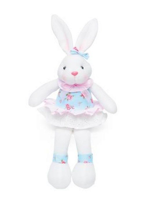 Coelha Sentado com Perna Comprida e Vestido Florido 40cm - Coleção Acqua - Ref 1013313 Cromus