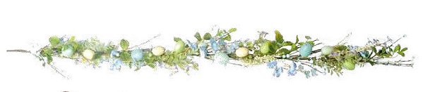 Galho Longo Decorativo de Páscoa com Flores, Galhos e Ovos Azul, Verde e Amarelo 150cm - Coleção Fondant - Ref 1012632 Cromus