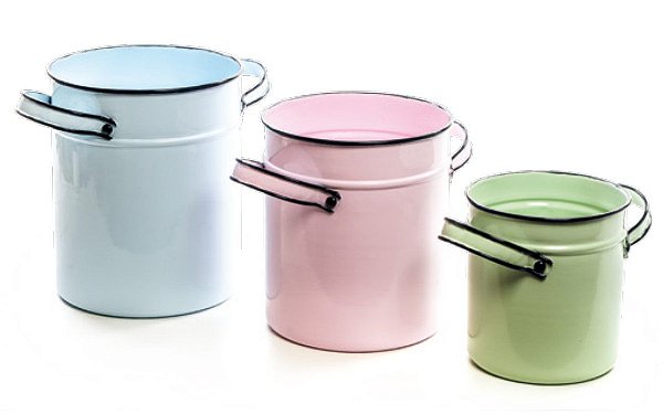 Cachepot Balde Colorido com Alça de Metal Jogo com 3 Unidades - Coleção Cottage - Ref 1823907 Cromus