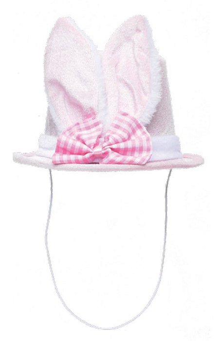 Cartola Coelho Rosa de Veludo com Orelhas de Coelho e Laço 18x20cm - Tiaras de Páscoa - Ref 1013301 Cromus
