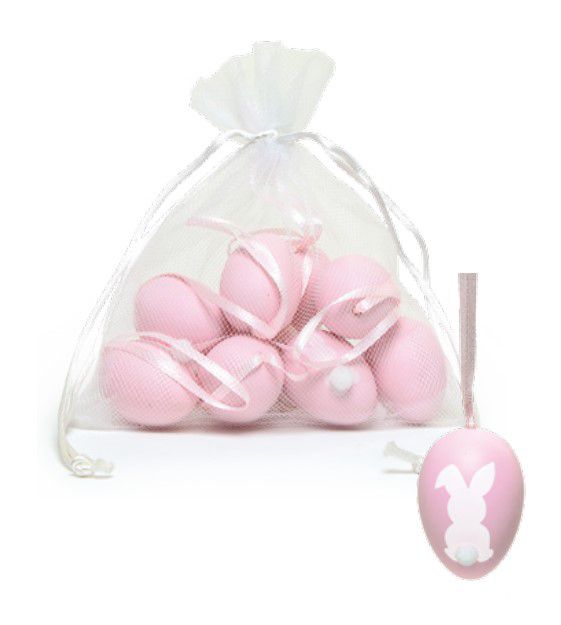 Ovos Para Pendurar Tipo Codorna Rosa Coelho Pom Pom em Saco de Voal Jogo com 9 Unidades - Coleção Picolé - Ref 1821357 Páscoa Cromus