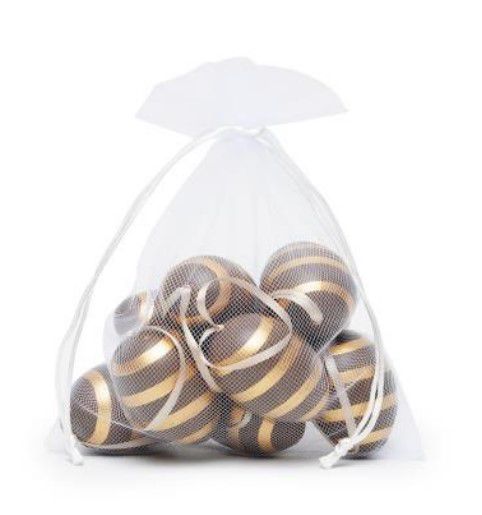 Ovos Para Pendurar Tipo Codorna Marrom e Dourado em Saco de Voal Jogo com 9 Unidades - Coleção Picolé - Ref 1012967 Páscoa Cromus