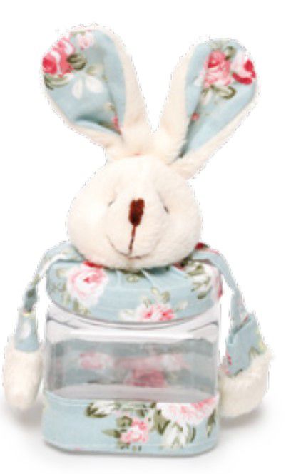 Pote Coelho Florido Quadrado Azul 14x6cm - Coleção Delicate - Ref 1827228 Cromus