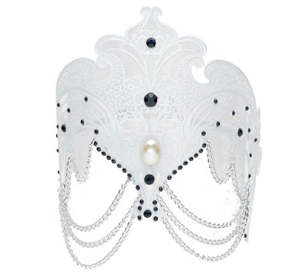Mascara Elegante Vazada de Metal Branco com Pingentes 20,5x13,5x9,5 com 1 Unidade - Ref 29003305 Cromus