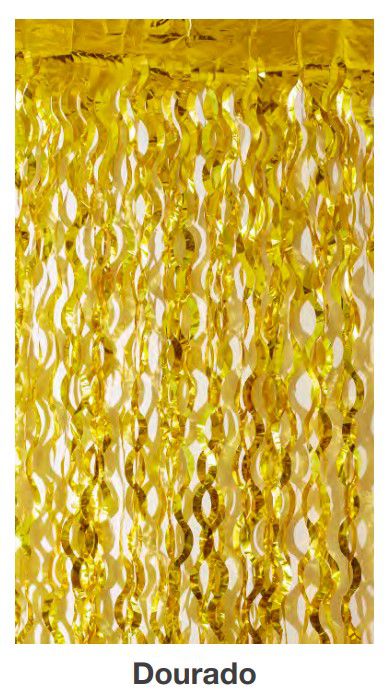 Cortina Decorativa Espiral 2x1mts Dourado - CCS Decorações
