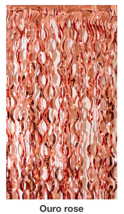 Cortina Decorativa Espiral 2x1mts Ouro Rose - CCS Decorações