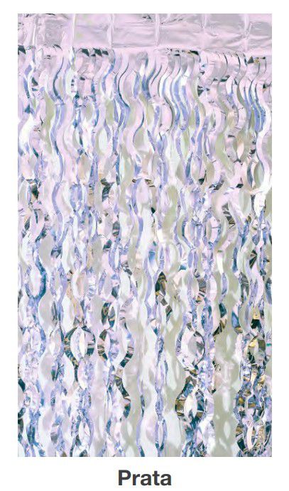 Cortina Decorativa Espiral 2x1mts Prata - CCS Decorações