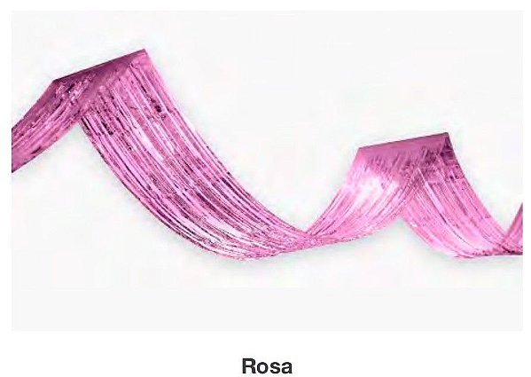 Cortina Metalizada de TETO 33cmx450cm Rosa - CCS Decorações