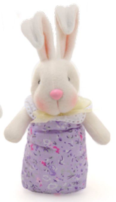 Mini Coelha de Feltro com Roupa Roxa 18cm - Coleção Donut - Ref 1320776F Cromus