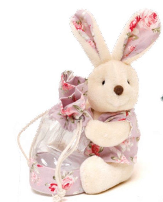 Bolsinha de Páscoa Coelho com Roupa Floral Lilas 15x10x8cm - Ref 1826846L Cromus