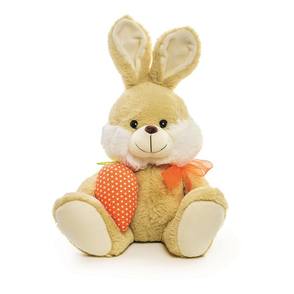Coelho de Pelúcia Marrom com Cenoura Laranja 40x34cm - Coleção Kids - Ref 1822512 Páscoa Cromus