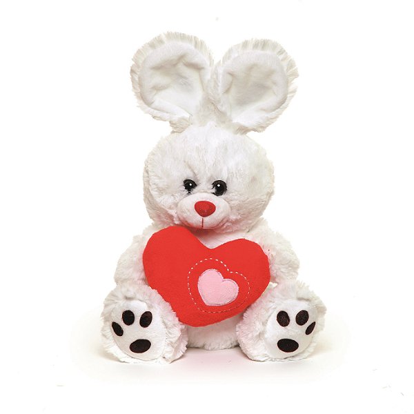 Coelho de Pelúcia Branco com Coração 25x15cm - Coleção Kids - Ref 1822523 Páscoa Cromus