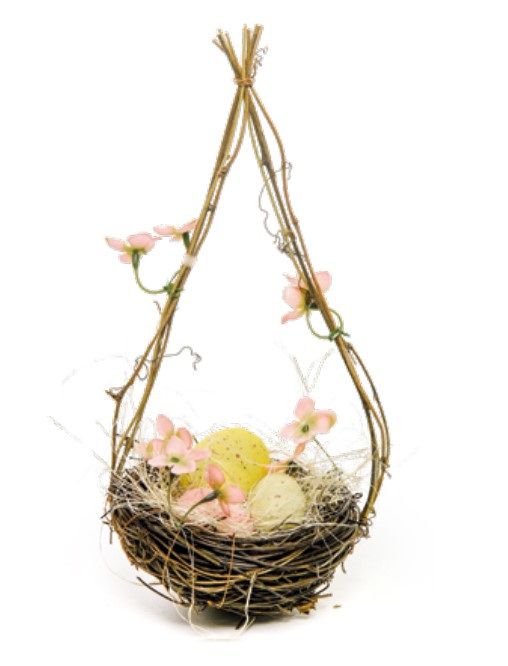 Ninho com Ovos e Alça 25x12x12cm - Coleção Fondant - Ref 1823720 Cromus