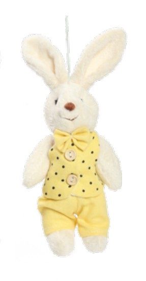 Mini Coelho de Pelúcia Roupa Amarela Acqua Poá 22cm - Ref 1820591MA Páscoa Cromus