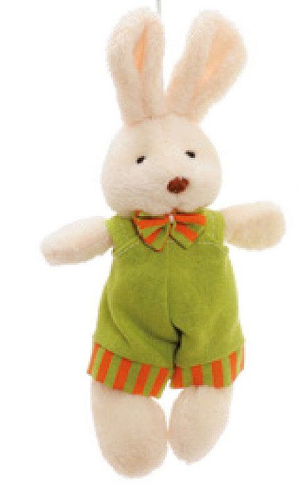 Mini Coelho de Pelúcia com Roupa Listrada Laranja e Verde 15cm - Ref 1321250M Páscoa Cromus