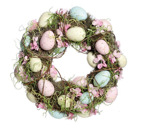 Guirlanda Decorativa de Páscoa Ovos e Flores 35x35cm - Coleção Fondant - Ref 1820811 Cromus