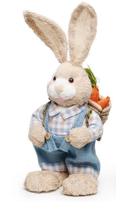 Coelho de Palha Italiana e Roupa Juta Azul 45cm - Coleção Farmer - Ref 1826590 Cromus
