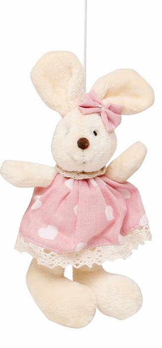 Mini Coelha de Pelúcia Roupa Rosa 15x8cm - Ref 1827252FR Cromus