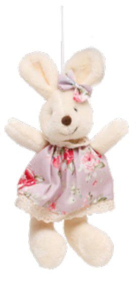 Mini Coelha de Pelúcia Perna Comprida Vestido Floral Lilas 15cm - Ref 1827237FL Páscoa Cromus